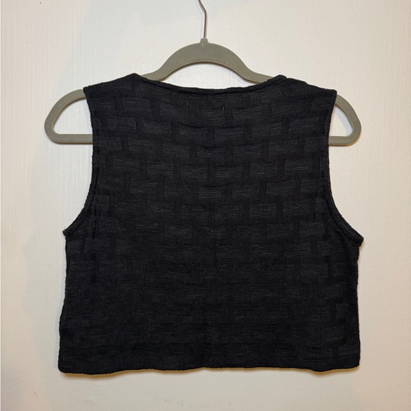 Madewell NWT Button Down Basketweave Knot Vest Sweater - S - Black - Picture 6 of 6